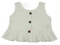 Bílý žebrovaný crop top s knoflíky Shein