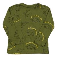 Khaki triko s dinosaury Sinsay