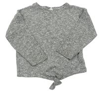 Šedý melírovaný svetr se zavazováním Zara