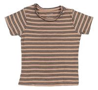 Růžovo-šedé pruhované žebrované tričko Primark