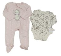 Nové - 2set - Světlerůžový overal s Marií + smetanové body Disney