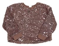 Růžová flitrovaná crop mikina s flitry zn. Next 