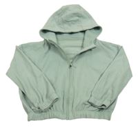 Khaki fleecová propínací crop mikina s kapucí Dunnes