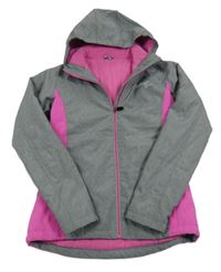 Šedo-růžová šusťáková zimní bunda s kapucí Y.F.K.