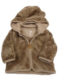 Béžová chlupatá propínací mikina s kapucí F&F