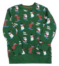 Tmavozelená mikina s vánočním motivem Next 