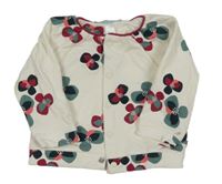 Smetanová propínací mikina s kytičkami Obaibi