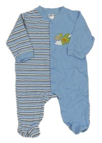 Světlemodro-béžový pruhovaný overal s dráčkem Topomini 