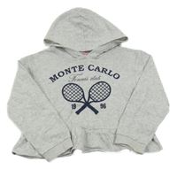 Světlešedá melírovaná mikina s nápisem a kapucí H&M