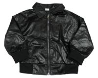 Černá koženková podšitá bunda 