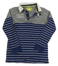 Tmavomodro-bílo-šedá mikina s límečkem Joules