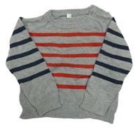 Šedý svetr s proužky 