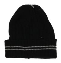 Nové - Černá pletená čepice s pruhy 