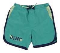 Zeleno-tmavomodré plážové kraťasy s dinosaury Sergent Major