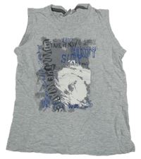 Šedé melírované tílko s potiskem Alive