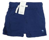 Nové - Tmavomodré mušelínové kraťasy M&S