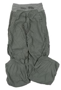 Šedé šusťákové rolovací kalhoty s gumovým pasem 