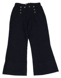 Tmavomdré vlněné culottes kalhoy s knoflíčky Tibo