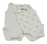 Nové - 2x Bílé + srdíčkované body H&M