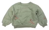 Khaki oversize mikina se zvířátky M&S
