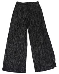 Černo-stříbrné wide leg kalhoty F&F