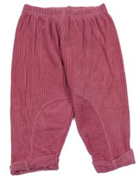 Růžové žebrované sametové kalhoty Mothercare