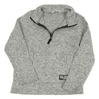 Šedo-bílá melírovaná pletená mikina s klokankou H&M