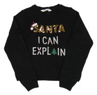 Černý crop svetr s nápisem a flitry H&M