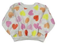 Smetanová oversize mikina se srdíčky zn. Matalan