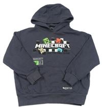 Tmavošedá mikina s Minecraft a kapsou a kapucí 