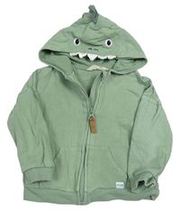 Khaki propínací mikina s kapucí - dinosaurus zn. John Lewis