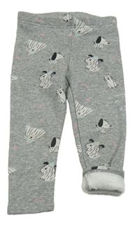 Šedé melírované teplákové zateplené legíny s pejsky Lily & Dan