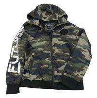 Army-černý šusťákový jarní bomber s nášivkou a kapucí Chapter young