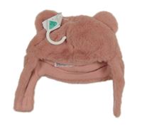 Nové - růžová kožešinová čepice s oušky Nutmeg