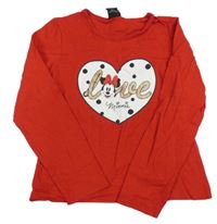 Červené crop triko se srdíčkem s Minnie PRIMARK