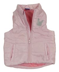 Světlerůžová prošívaná šusťáková zateplená vesta se zajíčkem lupilu