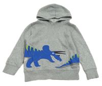 Šedá melírovaná mikina s dinosaurem a kapucí C&A