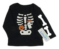 Nové - černé triko s kostmi a dýní a duchem carter's