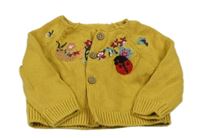 Okrový propínací svetr s beruškou a kytičkami Next