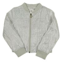 Světlešedo-stříbrný melírovaný jarní crop bomber s Elsou Disney