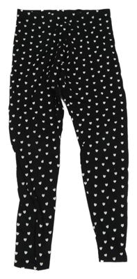 Černé legíny s bílými srdíčky PRIMARK