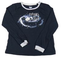 Tmavomodro-světlefialové pyžamové triko s nápisy a hvězdičkami zn.- HIP&HOPPS