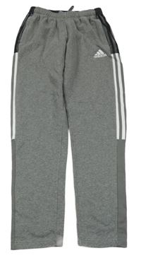 Šedo-černo-bílé melírované tepláky Adidas