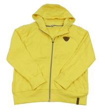 Žlutá propínací mikina s nášivkou a kapucí YIGGA