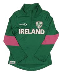 Tmavozeleno-růžové funkční sportovní mikinotriko s nápisem - IRELAND