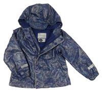 Tmavomodrá nepromokavá jarní bunda s dinosaury a kapucí Lily & Dan
