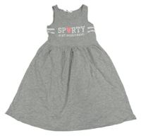 Šedé melírované šaty s nápisy a pruhy H&M