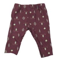 Mahagonové teplákové legíny se stromečky HELLO WORLD