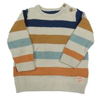 Světlebéžovo-pruhovaný melírovaný svetr s nášivkou F&F