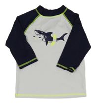 Bílo-tmavomodré UV triko se žralokem C&A